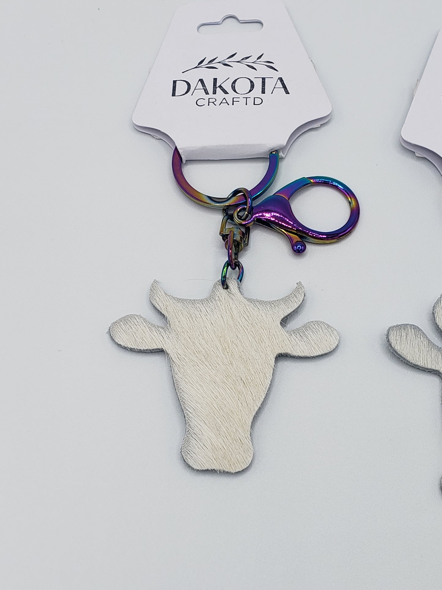 Hair-On-Hide Steer Head Key Chain