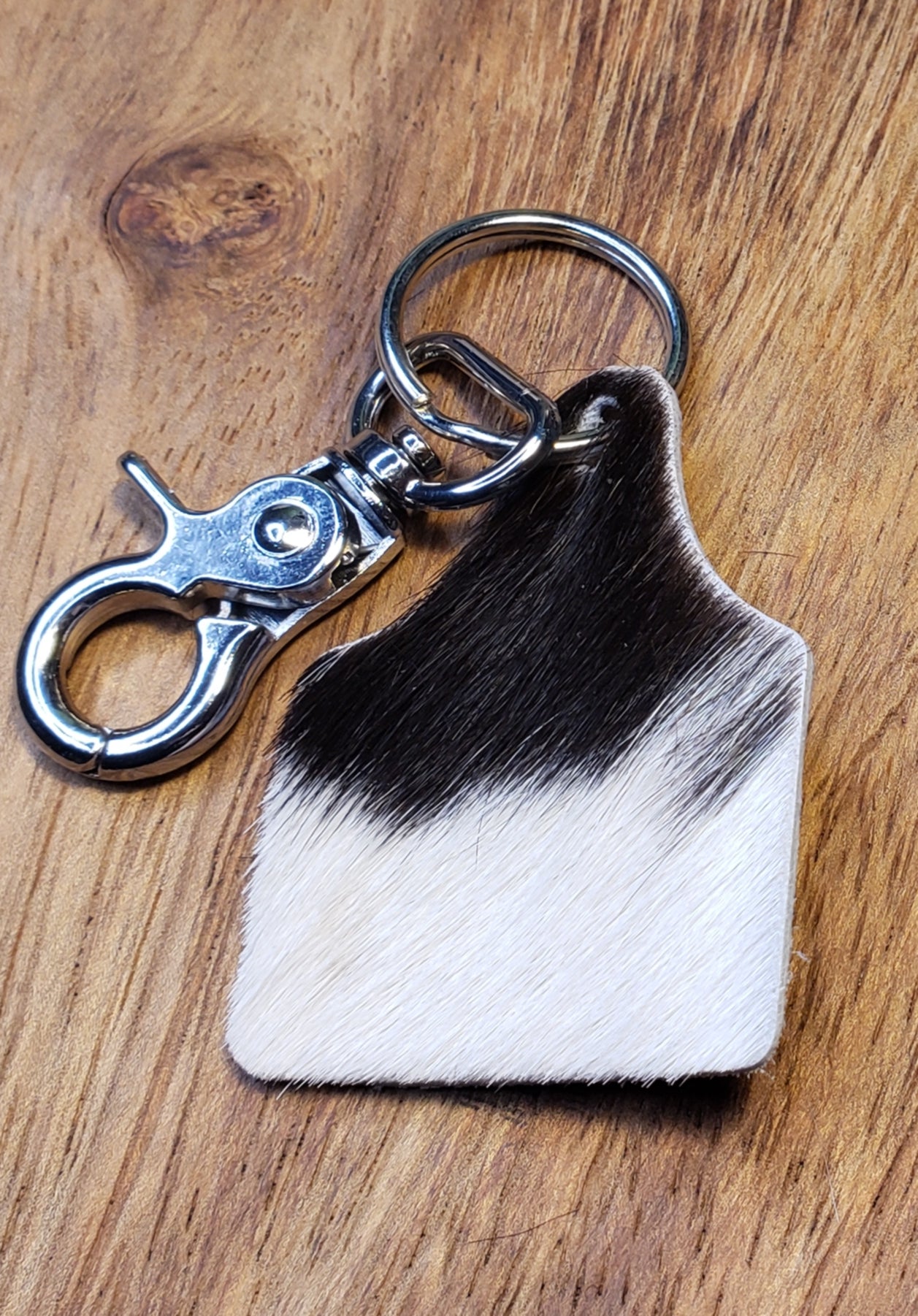 Hair-On-Hide Cow Tag Key Chain