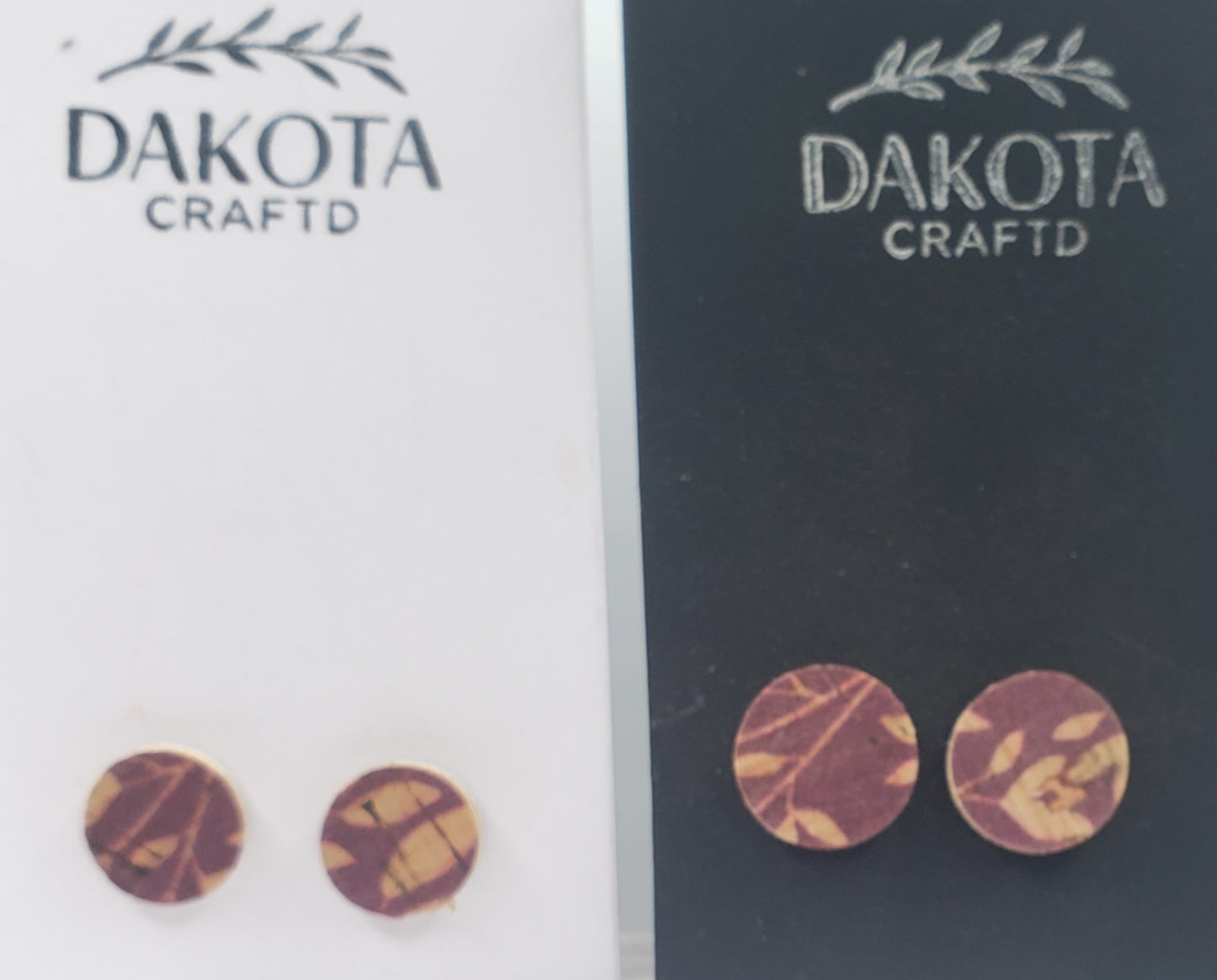 Maroon Leaf Print Studs