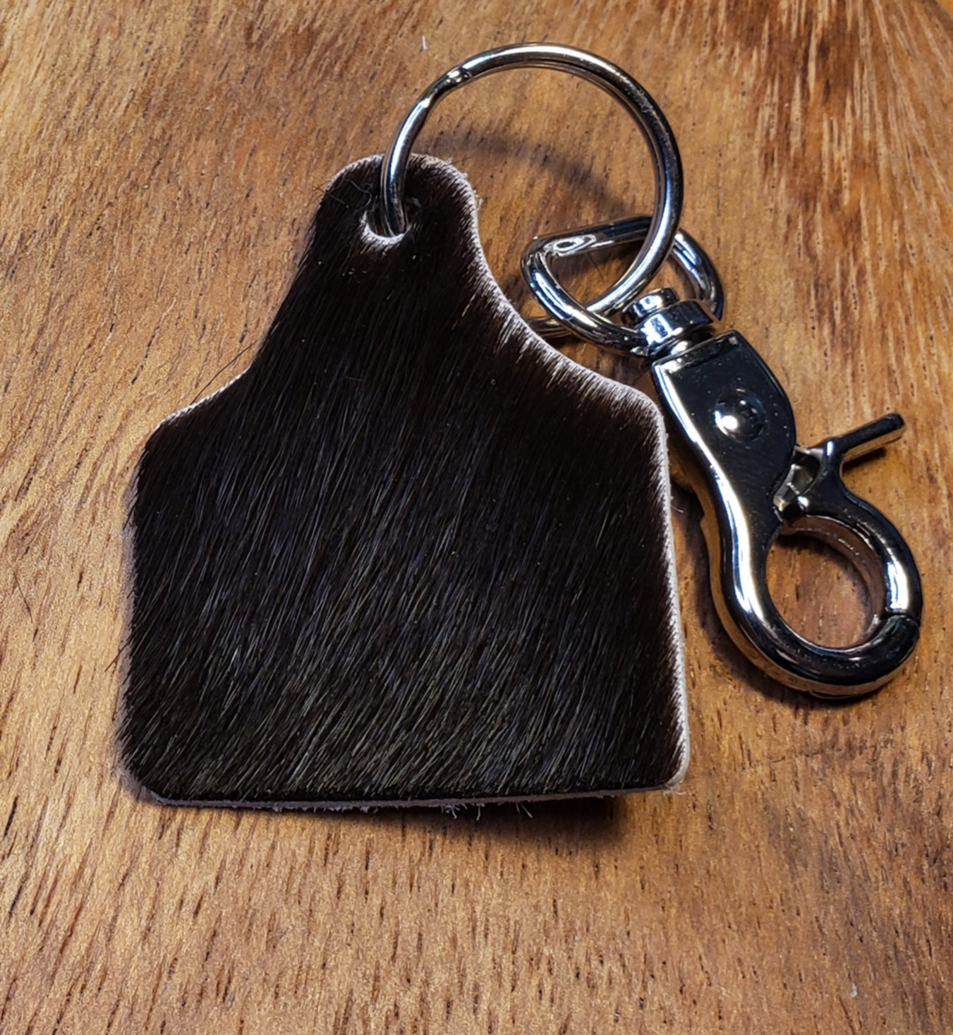 Hair-On-Hide Cow Tag Key Chain