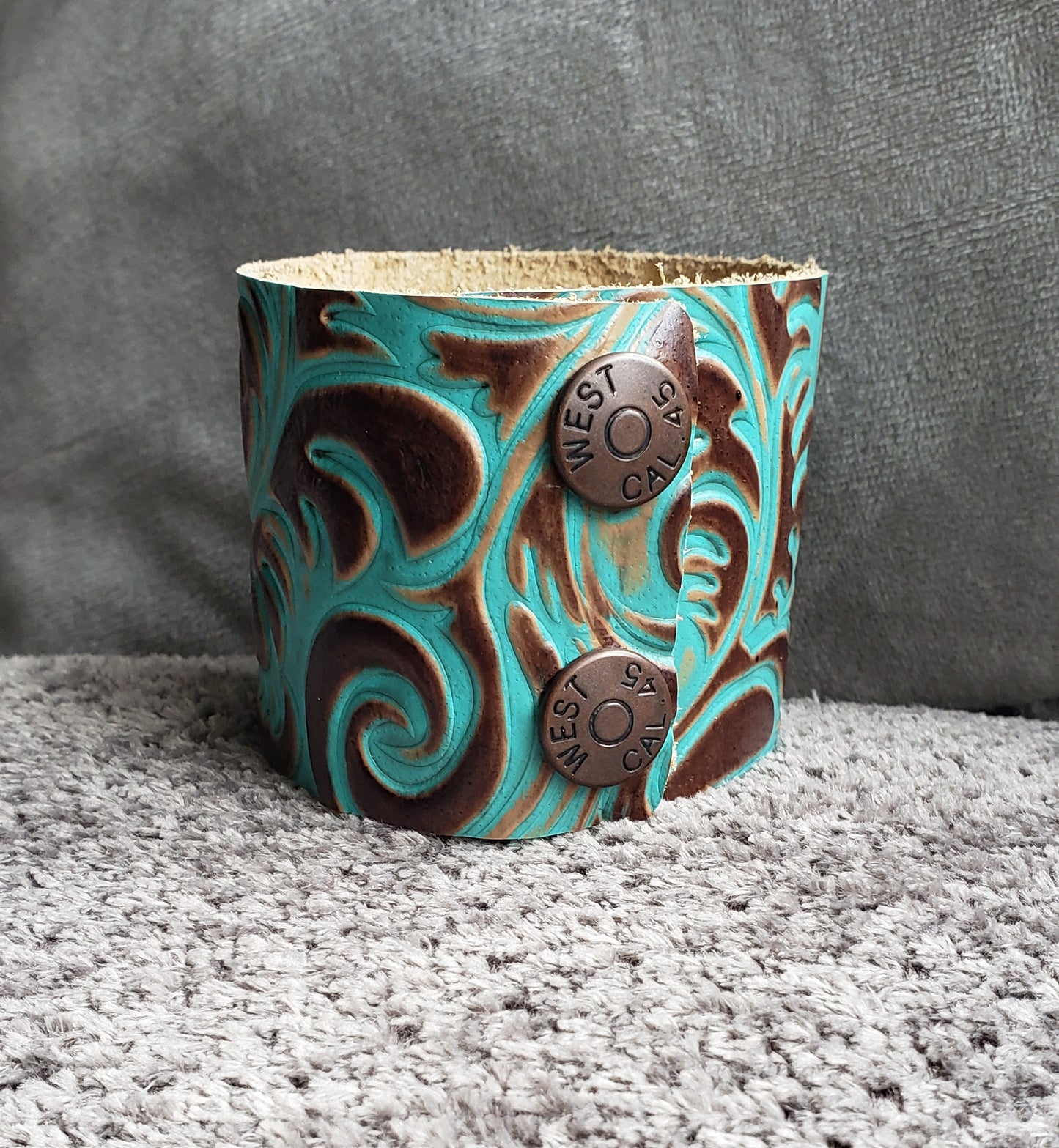 Brown/Teal Swirl Leather Bracelet