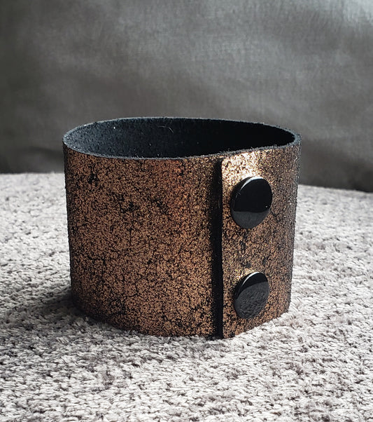 Copper Metalic Crackle Leather Bracelet